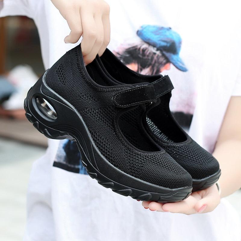 Nouvelles Chaussures Plates à Coussin d'Air pour Femmes Baskets en Maille Respirantes pour Femmes Chaussures Décontractées Rehaussées Chaussures à Coussin d'Air pour Femmes Baskets en Maille Respirantes Chaussures Plates pour Femmes
