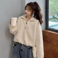 Nouveaux sweats à capuche automne-hiver pour femmes, nouveau sweat court épais en imitation agneau, sweat-shirt ample pour étudiante, hauts, sweat-shirt pour hommes et femmes, sweat polaire, sweat-shirt chaud d'hiver