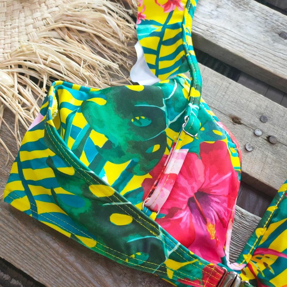 Nouvel ensemble de bikini femme, maillot de bain uni pour femme, bikini push-up, maillot de bain rembourré, bikini découpé avec bretelles, licou, deux pièces.