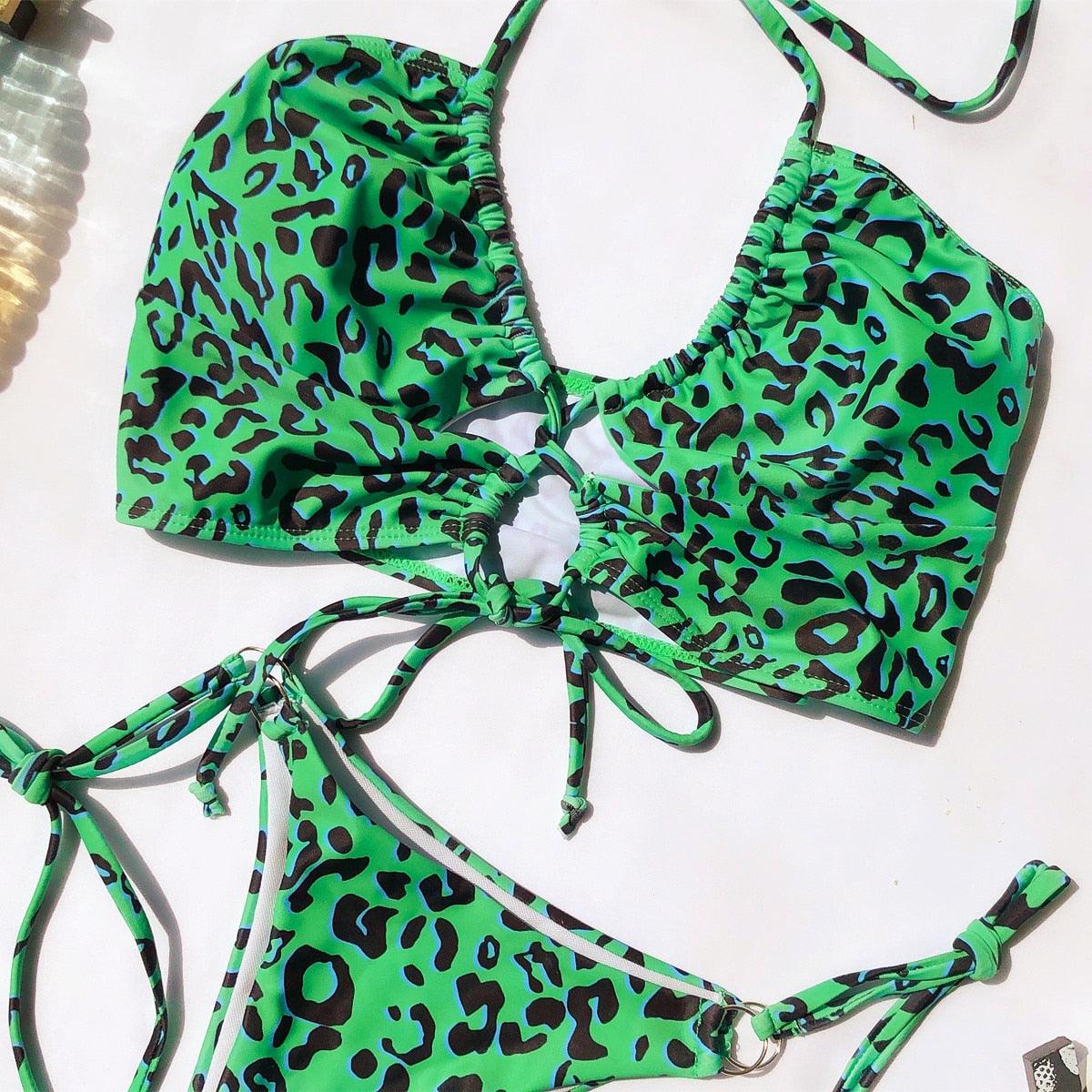 Nouvel ensemble de bikini femme, maillot de bain uni pour femme, bikini push-up, maillot de bain rembourré, bikini découpé avec bretelles, licou, deux pièces.