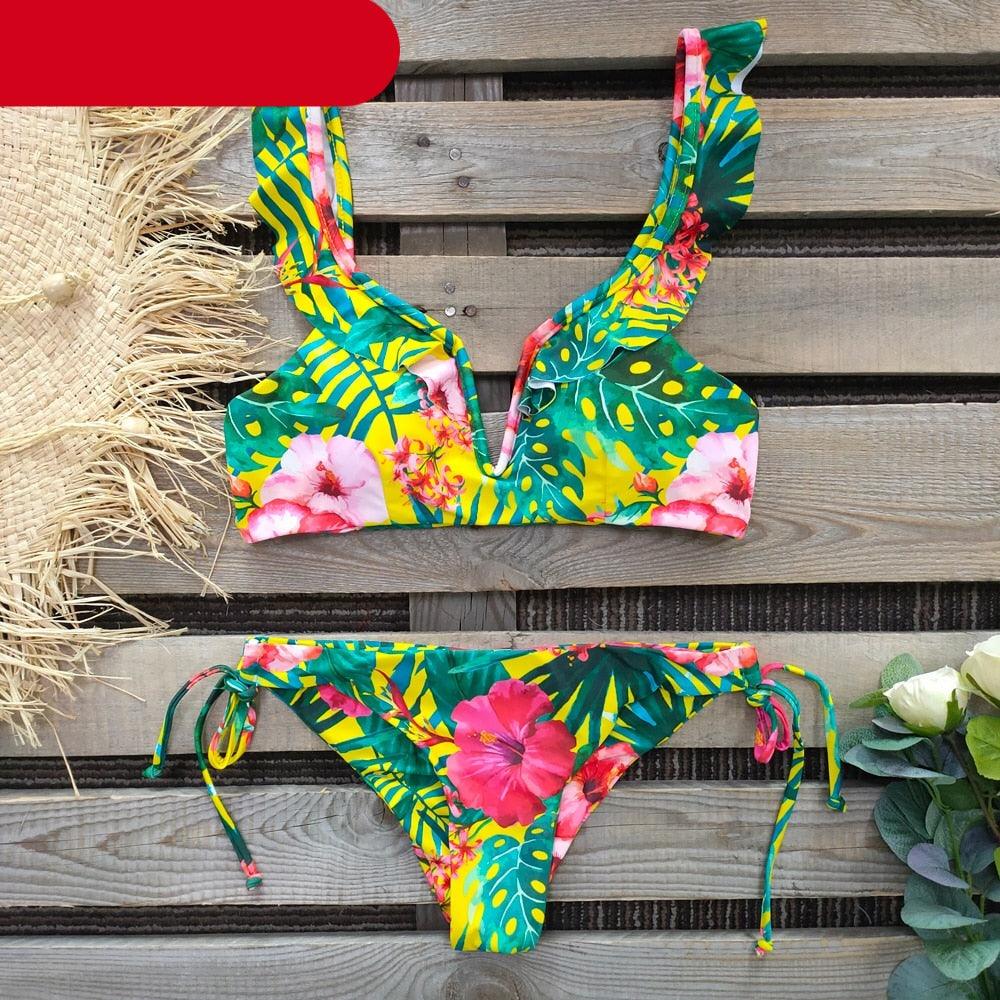 Nouvel ensemble de bikini femme, maillot de bain uni pour femme, bikini push-up, maillot de bain rembourré, bikini découpé avec bretelles, licou, deux pièces.
