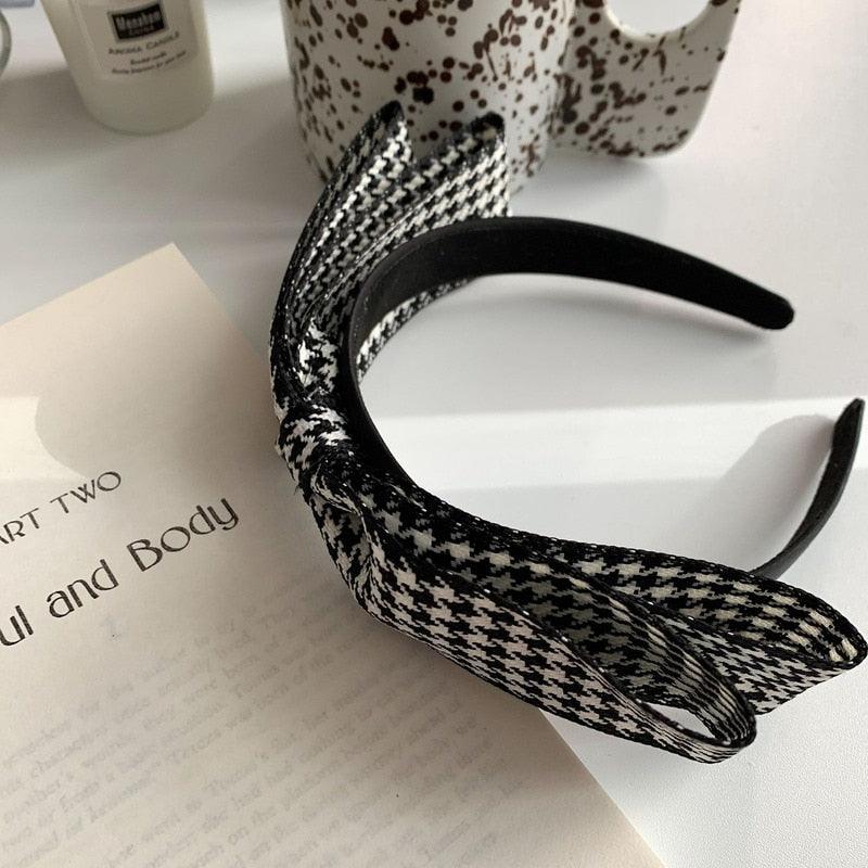 Nouveau grand nœud noir plaid lunette coiffure femmes bandeau mignon filles bandeaux lovely bandeau cerceau pour coréen magnifiques accessoires de cheveux pour femmes