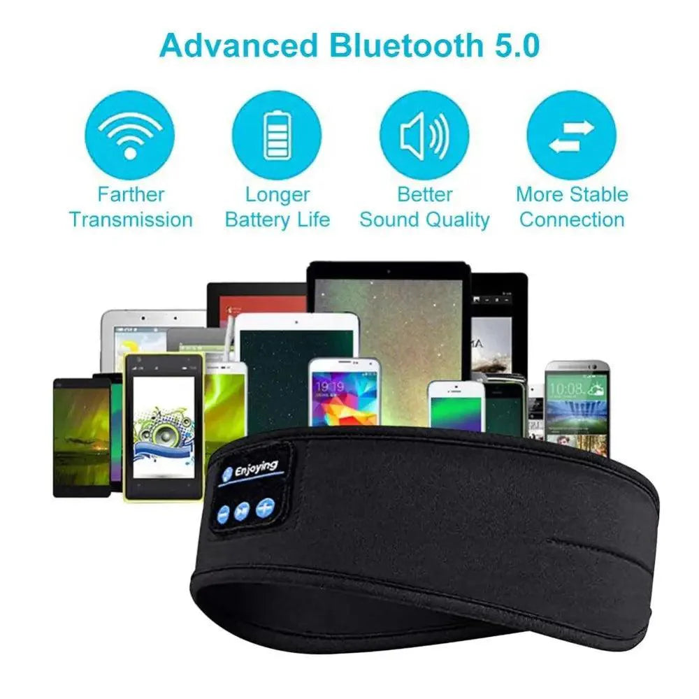 Nouveau casque Bluetooth sans fil bandeau de sport doux et élastique confortable pour la musique du sommeil haut-parleurs de casque