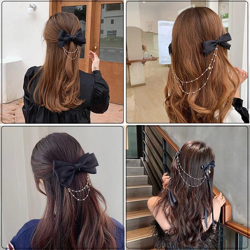 Nouvelles Barrettes à Perles et Nœuds pour Femmes, Épingles à Cheveux en Strass à Ressort, Pinces à Cheveux en Ruban, Bandeaux, Coiffes pour Queues de Cheval, Accessoires pour Cheveux de Mariage pour Mariées et Demoiselles d'Honneur