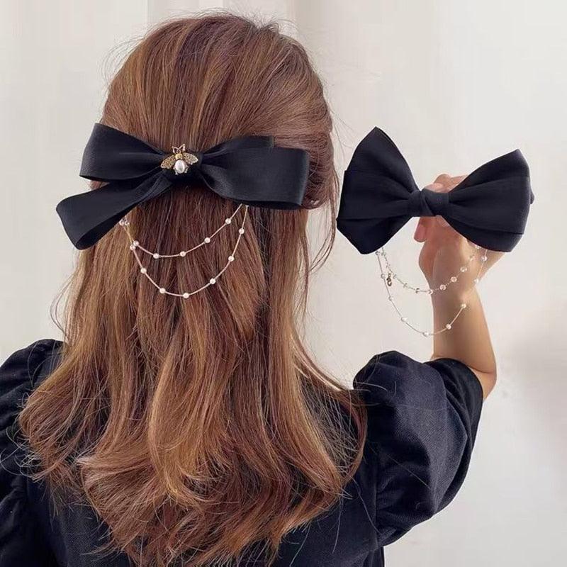 Nouvelles Barrettes à Perles et Nœuds pour Femmes, Épingles à Cheveux en Strass à Ressort, Pinces à Cheveux en Ruban, Bandeaux, Coiffes pour Queues de Cheval, Accessoires pour Cheveux de Mariage pour Mariées et Demoiselles d'Honneur