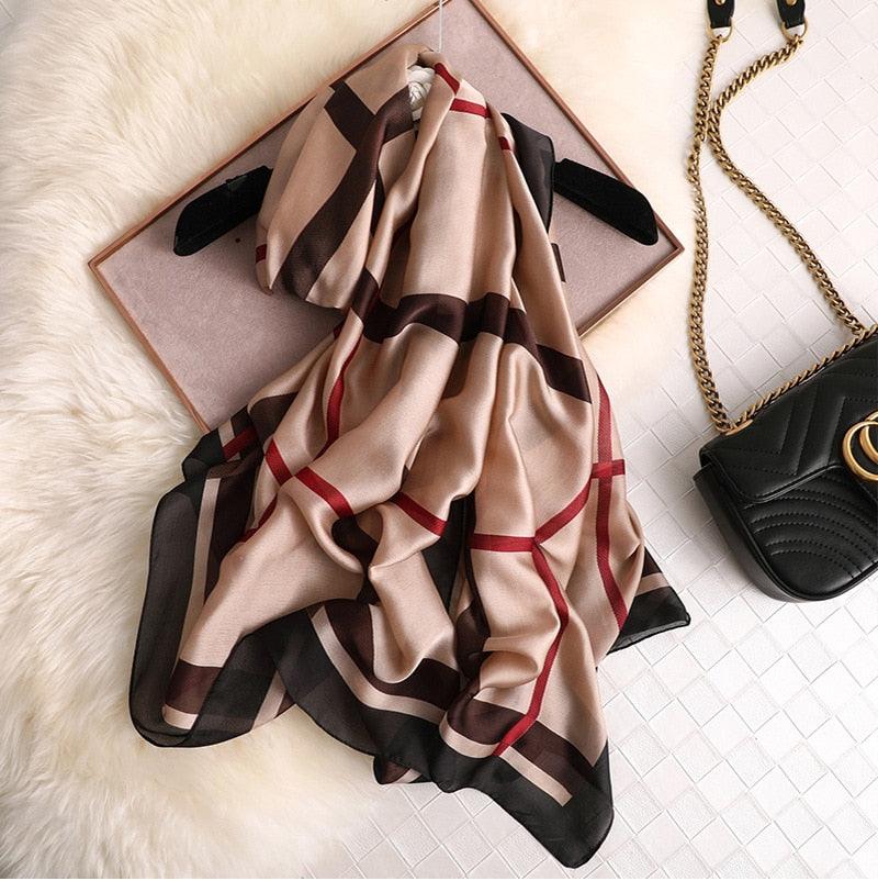 Nouvelle marque de luxe designer hiver Longue écharpe en soie Châles Foulards Imprimé coton Foulard Élégant Foulard Hijabs Foulards de cou Dame Hijab Pour Femme