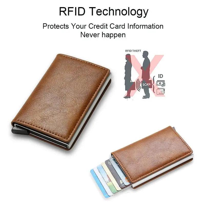 New Carbon Fiber Card Holder Wallets Luxury Men  Black Magic Leather Cool Slim Mini Wallet Small Money Bag Male Purses Magnet Closure Wallet