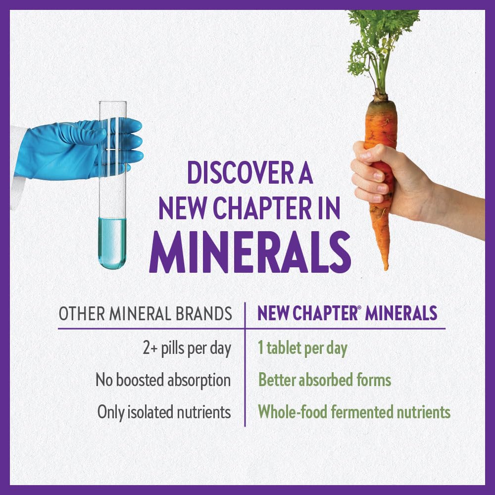 New Chapter Complément Magnésium-Sélénium-Zinc pour Corps Actifs, Récupérez Après l'Effort Grâce aux Minéraux de Soutien Musculaire + Électrolytes Hydratants, 325 mg de Magnésium dans un Comprimé Quotidien, 30 Comprimés