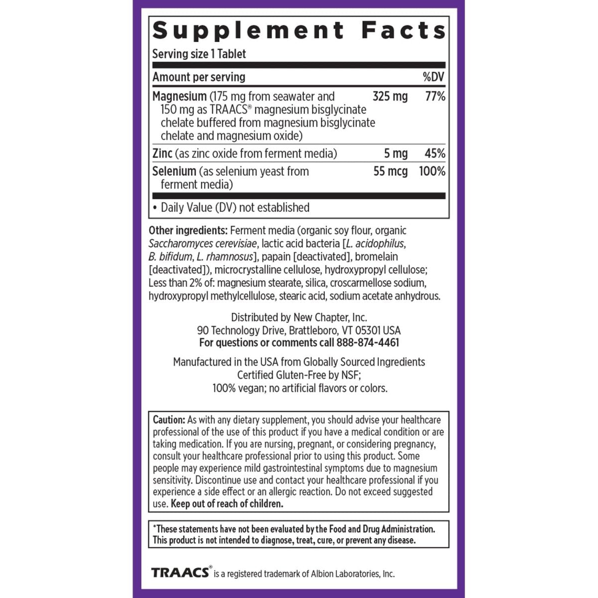 New Chapter Complément Magnésium-Sélénium-Zinc pour Corps Actifs, Récupérez Après l'Effort Grâce aux Minéraux de Soutien Musculaire + Électrolytes Hydratants, 325 mg de Magnésium dans un Comprimé Quotidien, 30 Comprimés