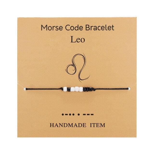 Nouveau bracelet à breloques pour femmes hommes douze signes du zodiaque perles de riz noires blanches bracelet de chaîne de corde réglable bracelet de perles de pierre naturelle pour petit ami petite amie femmes