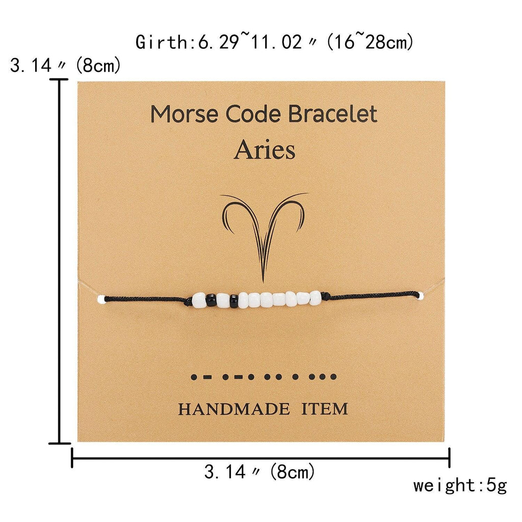 Nouveau bracelet à breloques pour femmes hommes douze signes du zodiaque perles de riz noires blanches bracelet de chaîne de corde réglable bracelet de perles de pierre naturelle pour petit ami petite amie femmes
