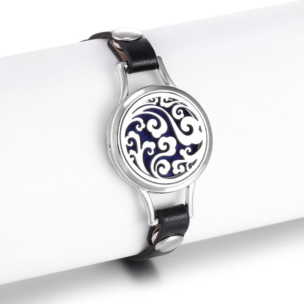 Nouveau Charmant Bracelet Diffuseur d'Huiles Essentielles en Cuir Véritable Réglable – Idéal comme Cadeau de Saint-Valentin pour Femme
