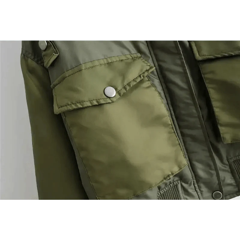 Nouveau design classique automne hiver, courtes vestes vertes pour femmes, blouson aviateur zippé à manches longues, manteau pour femme