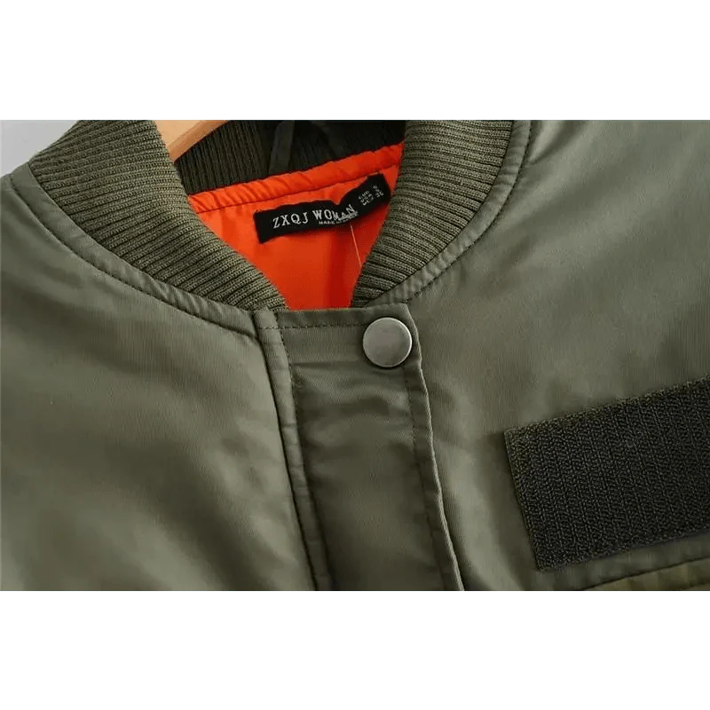 Nouveau design classique automne hiver, courtes vestes vertes pour femmes, blouson aviateur zippé à manches longues, manteau pour femme