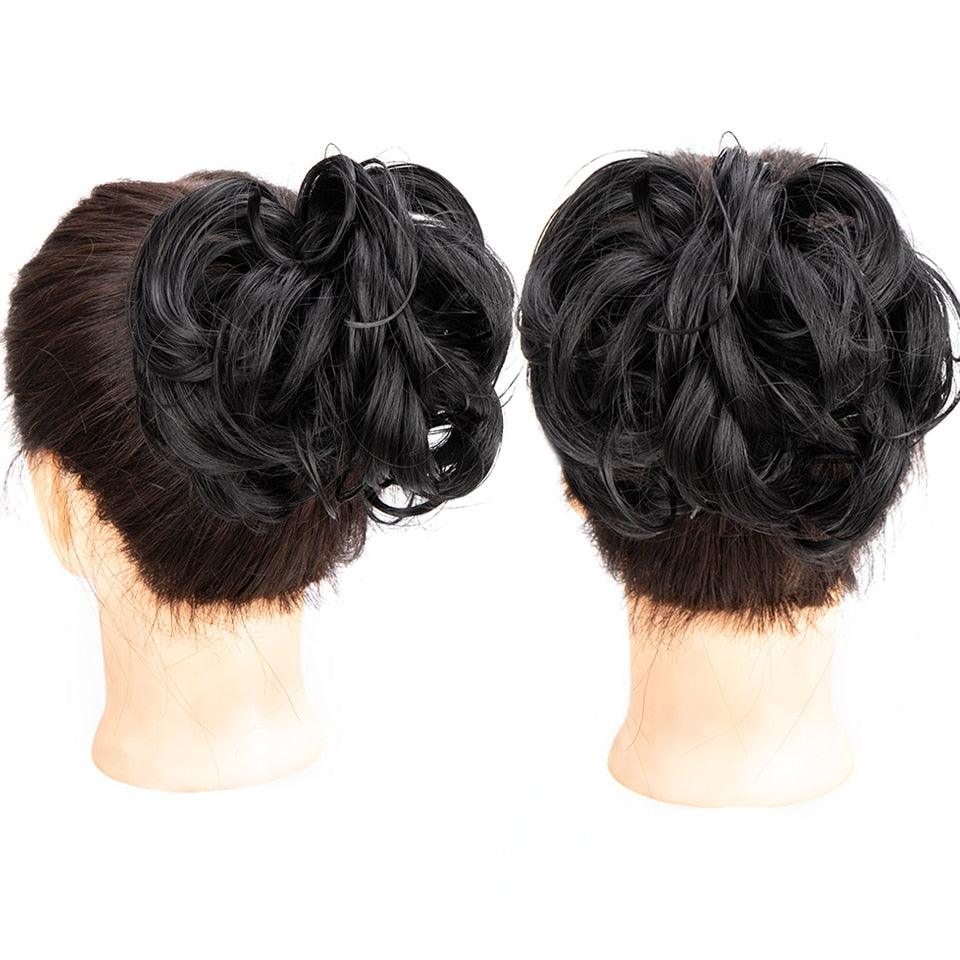 Nouvelles pinces à chignon ondulées, faux chignon désordonné pour femmes, élastique à cheveux en fibre résistante à la chaleur, extensions à clip noires pour donner du volume aux chignons pour filles.