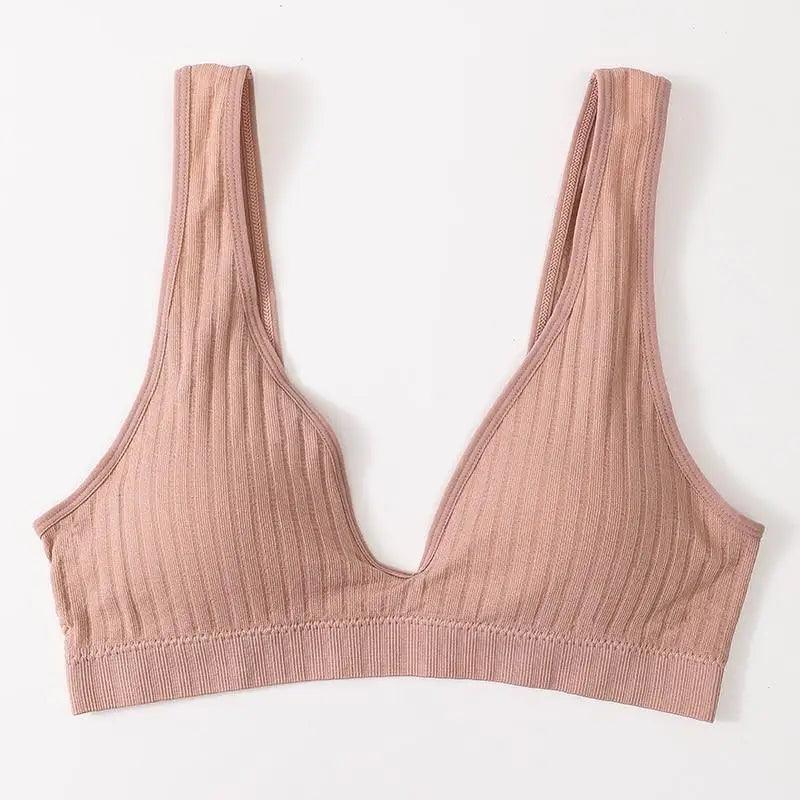 Nouveaux soutiens-gorge de sport confortables sans coutures pour femmes et jeunes filles, haut brassière féminine, sous-vêtements sexy pour femmes avec décolleté en V profond, sans dos