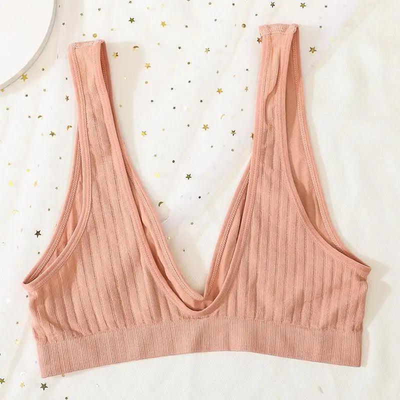 Nouveaux soutiens-gorge de sport confortables sans coutures pour femmes et jeunes filles, haut brassière féminine, sous-vêtements sexy pour femmes avec décolleté en V profond, sans dos