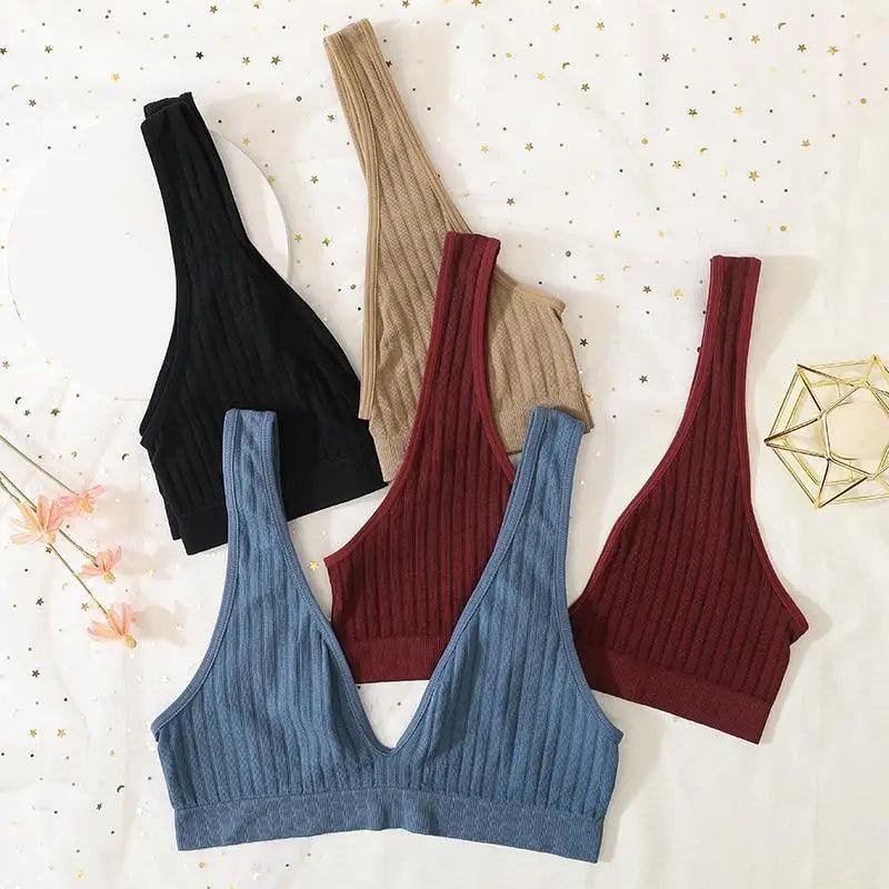 Nouveaux soutiens-gorge de sport confortables sans coutures pour femmes et jeunes filles, haut brassière féminine, sous-vêtements sexy pour femmes avec décolleté en V profond, sans dos