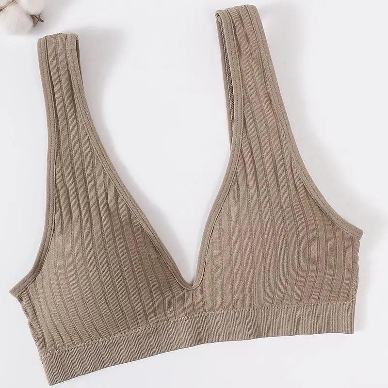 Nouveaux soutiens-gorge de sport confortables sans coutures pour femmes et jeunes filles, haut brassière féminine, sous-vêtements sexy pour femmes avec décolleté en V profond, sans dos