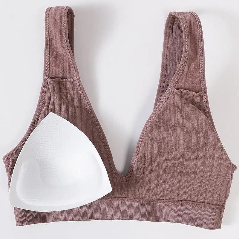 Nouveaux soutiens-gorge de sport confortables sans coutures pour femmes et jeunes filles, haut brassière féminine, sous-vêtements sexy pour femmes avec décolleté en V profond, sans dos