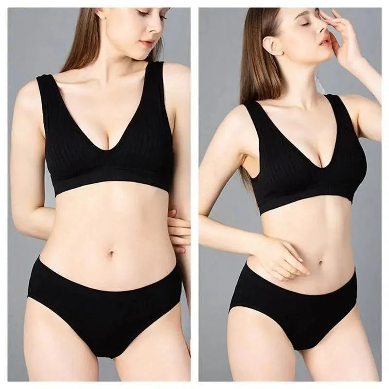 Nouveaux soutiens-gorge de sport confortables sans coutures pour femmes et jeunes filles, haut brassière féminine, sous-vêtements sexy pour femmes avec décolleté en V profond, sans dos