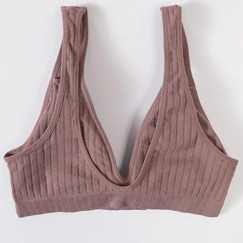 Nouveaux soutiens-gorge de sport confortables sans coutures pour femmes et jeunes filles, haut brassière féminine, sous-vêtements sexy pour femmes avec décolleté en V profond, sans dos