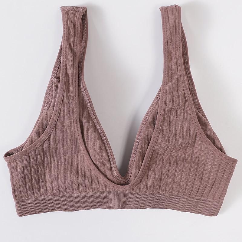Nouveaux soutiens-gorge de sport confortables sans coutures pour femmes et jeunes filles, haut brassière féminine, sous-vêtements sexy pour femmes avec décolleté en V profond, sans dos