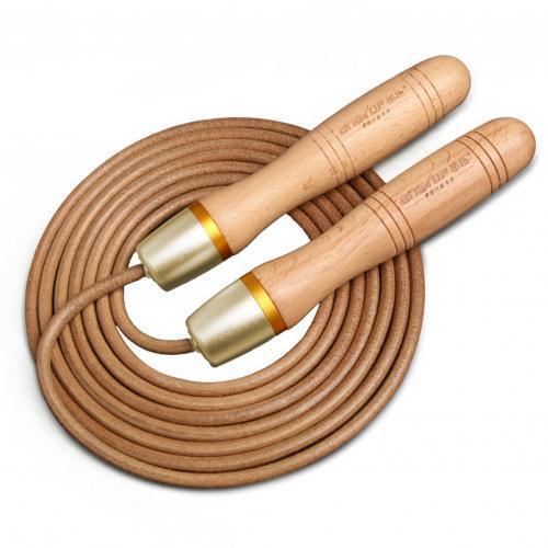 Nouvelle corde à sauter en cuir de vachette, universelle, avec roulement métallique, corde à sauter réglable avec poignée en bois et roulement à 360 degrés, poignées en bois pur pour la salle de sport et la maison