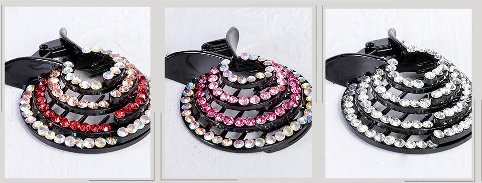 Nouveau porte-queue de cheval nid d'oiseau en cristal, pince à cheveux en forme de crabe, strass pour femmes, filles, accessoires barrettes, couvre-chef, magnifiques accessoires pour cheveux pour femmes