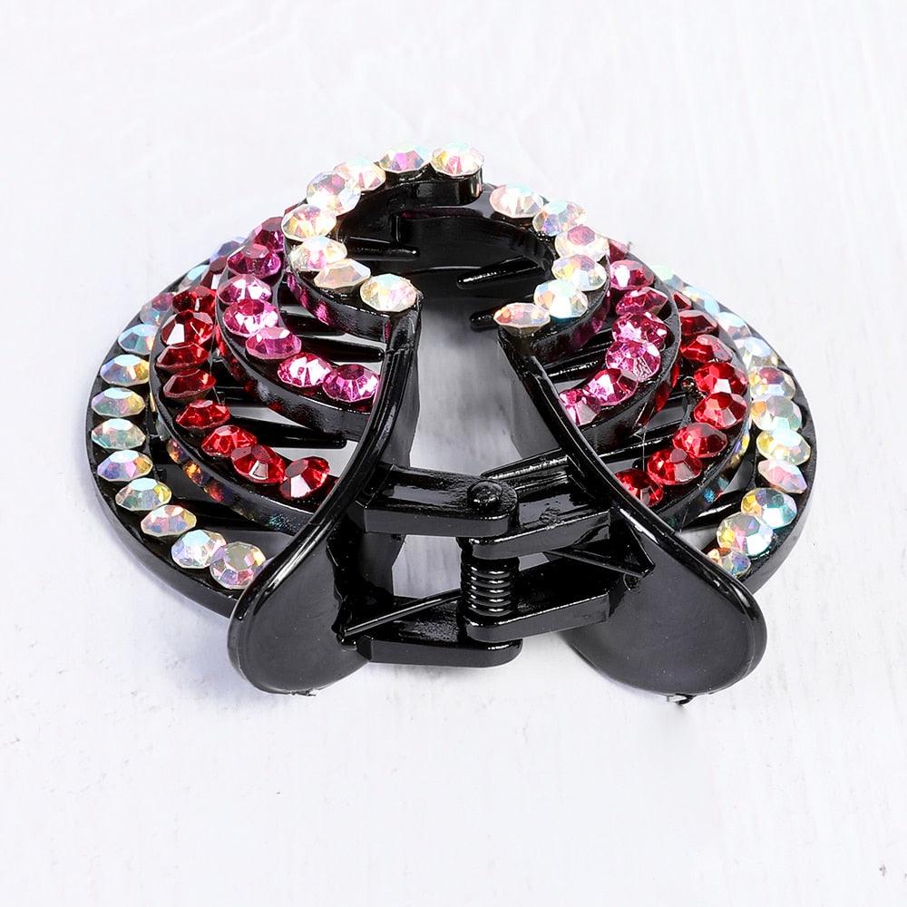 Nouveau porte-queue de cheval nid d'oiseau en cristal, pince à cheveux en forme de crabe, strass pour femmes, filles, accessoires barrettes, couvre-chef, magnifiques accessoires pour cheveux pour femmes
