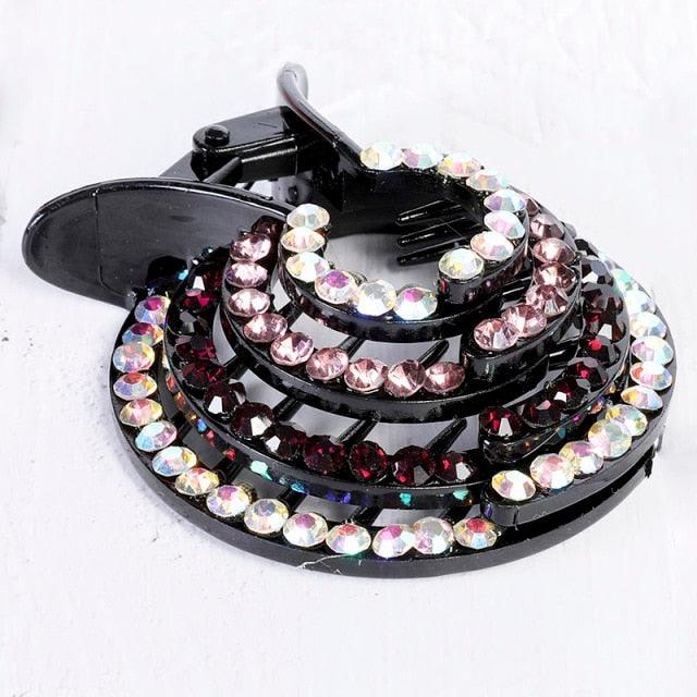Nouveau porte-queue de cheval nid d'oiseau en cristal, pince à cheveux en forme de crabe, strass pour femmes, filles, accessoires barrettes, couvre-chef, magnifiques accessoires pour cheveux pour femmes