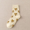 Nouvelles Chaussettes Créatives Mi-Hautes Chien de Dessin Animé Mignon Chaussettes Chaudes Femme Chien Teddy Poméranien Chaussettes en Coton Chaussettes Courtes Cheville Élégantes Unisexe pour Hommes et Femmes