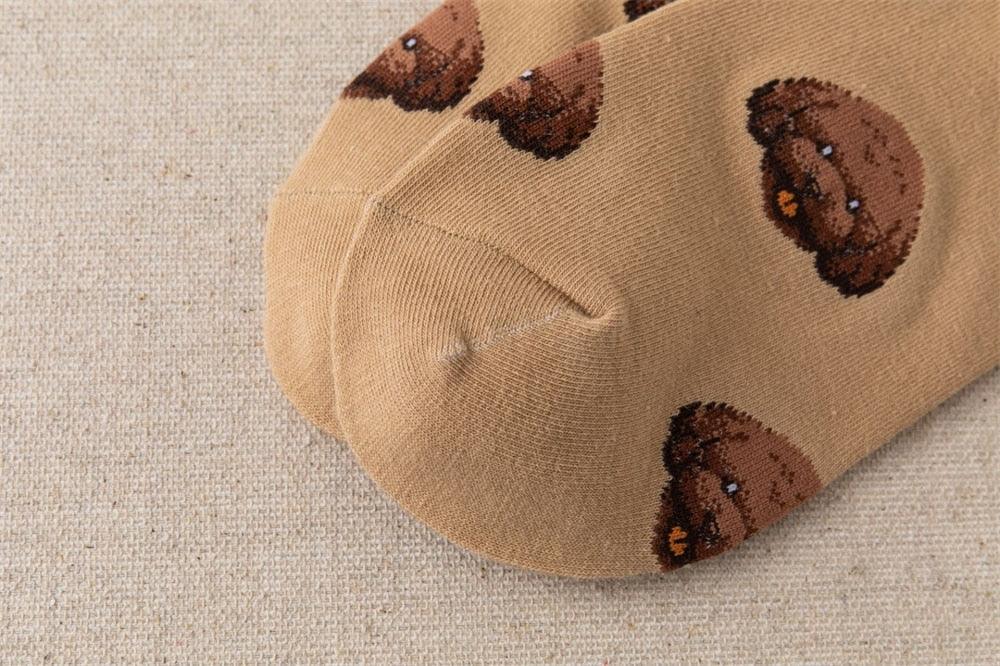 Nouvelles Chaussettes Créatives Mi-Hautes Chien de Dessin Animé Mignon Chaussettes Chaudes Femme Chien Teddy Poméranien Chaussettes en Coton Chaussettes Courtes Cheville Élégantes Unisexe pour Hommes et Femmes