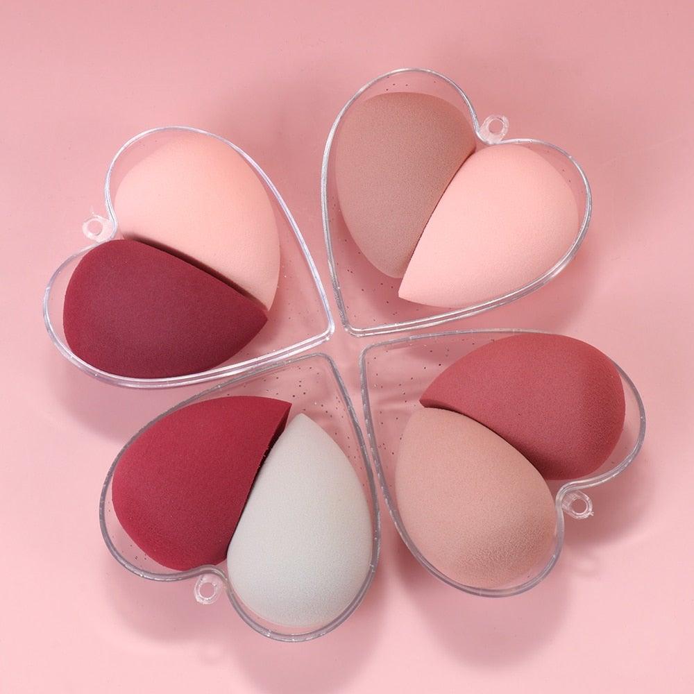 Nouvelles éponges de maquillage de différentes tailles, applicateur de poudre cosmétique, outils de beauté pour le fard à joues, avec boîte de rangement, design doux et luxueux pour femmes