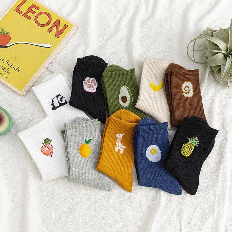 Nouvelles Chaussettes Élégantes en Coton Respirant Imprimé Fruits Chaussettes Amusantes Unisexes Couleurs Bonbon Harajuku Chaussettes Décontractées en Coton Pour Hommes et Femmes
