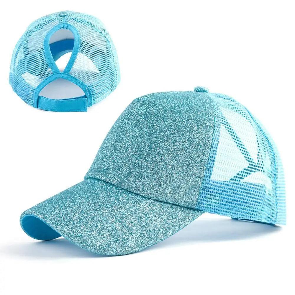 Nouvelles Casquettes de Baseball Élégantes à Paillettes et Queue de Cheval, Brillantes, de Haute Qualité, Tendance pour Femmes, Chapeau Hip Hop Réglable pour Chignon Désordonné
