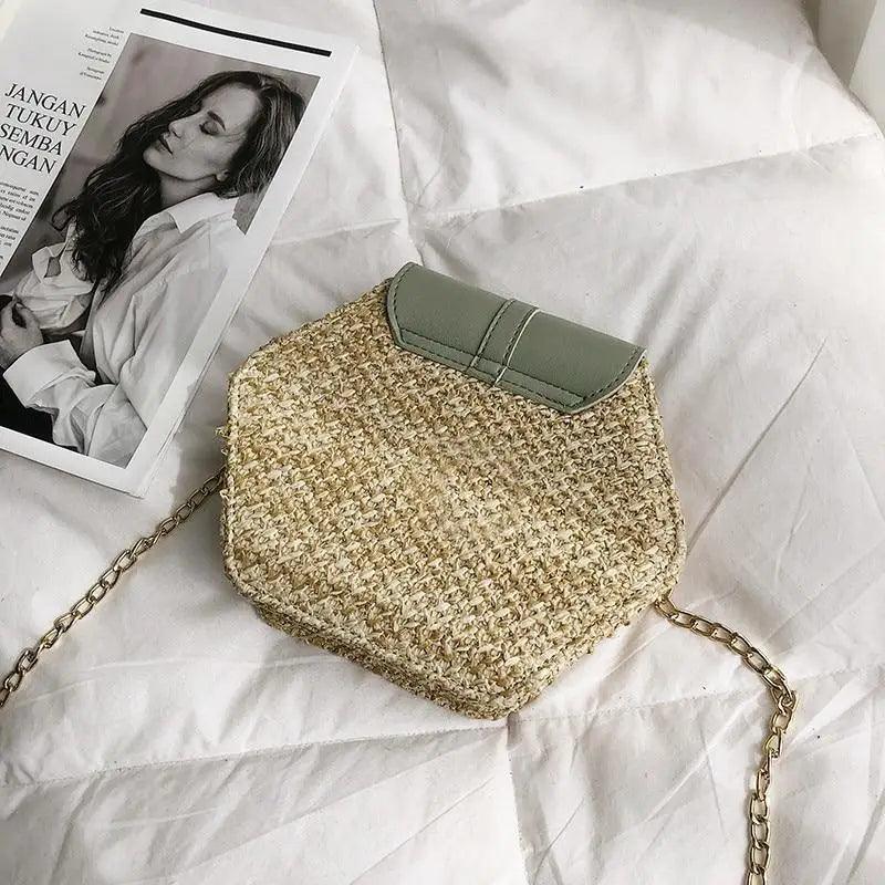 Nouveau sac à main en paille et cuir multi-styles pour femmes et filles - Nouveau sac d'été tendance tissé à la main, sac de plage rond à bandoulière