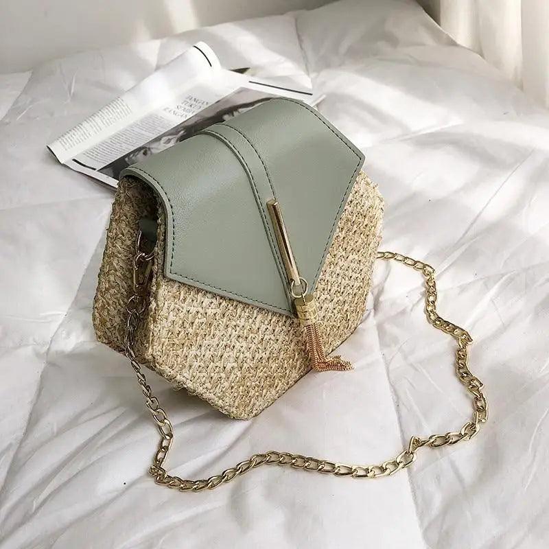 Nouveau sac à main en paille et cuir multi-styles pour femmes et filles - Nouveau sac d'été tendance tissé à la main, sac de plage rond à bandoulière