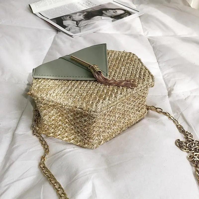 Nouveau sac à main en paille et cuir multi-styles pour femmes et filles - Nouveau sac d'été tendance tissé à la main, sac de plage rond à bandoulière