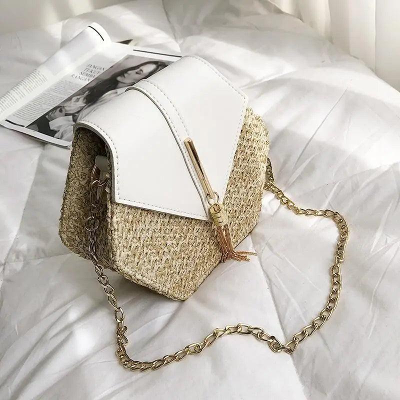 Nouveau sac à main en paille et cuir multi-styles pour femmes et filles - Nouveau sac d'été tendance tissé à la main, sac de plage rond à bandoulière