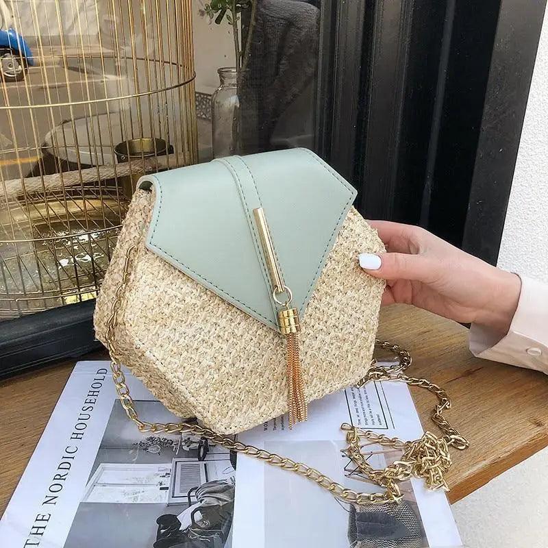 Nouveau sac à main en paille et cuir multi-styles pour femmes et filles - Nouveau sac d'été tendance tissé à la main, sac de plage rond à bandoulière