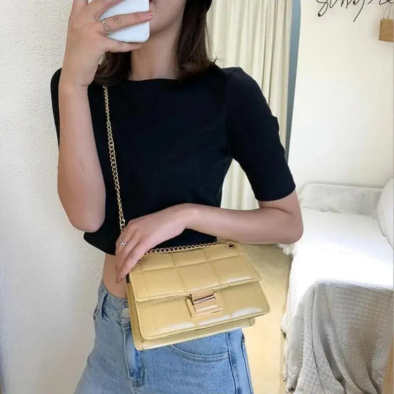 Nouveaux sacs à bandoulière chics à chaîne pour femmes, sacs à main d'été à bandoulière en cuir PU pour dames