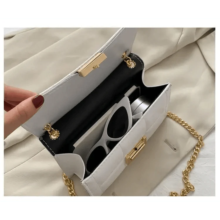 Nouveaux sacs à bandoulière chics à chaîne pour femmes, sacs à main d'été à bandoulière en cuir PU pour dames