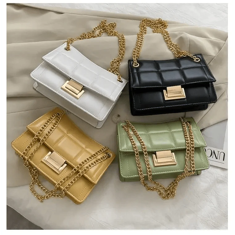 Nouveaux sacs à bandoulière chics à chaîne pour femmes, sacs à main d'été à bandoulière en cuir PU pour dames