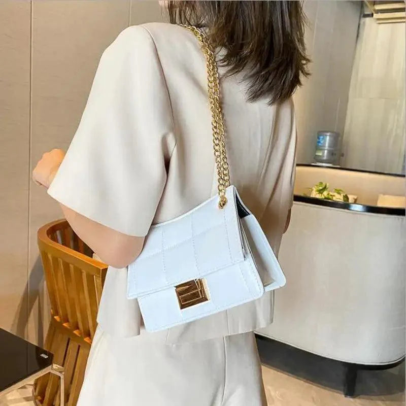 Nouveaux sacs à bandoulière chics à chaîne pour femmes, sacs à main d'été à bandoulière en cuir PU pour dames