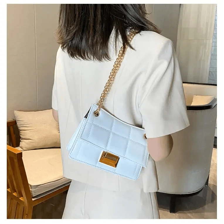 Nouveaux sacs à bandoulière chics à chaîne pour femmes, sacs à main d'été à bandoulière en cuir PU pour dames