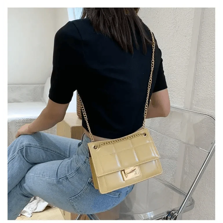 Nouveaux sacs à bandoulière chics à chaîne pour femmes, sacs à main d'été à bandoulière en cuir PU pour dames
