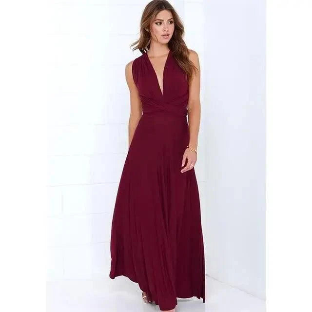 Nouvelle mode Boho Femmes Robe longue convertible multifaçon rouge club bandage Robes de soirée pour femmes