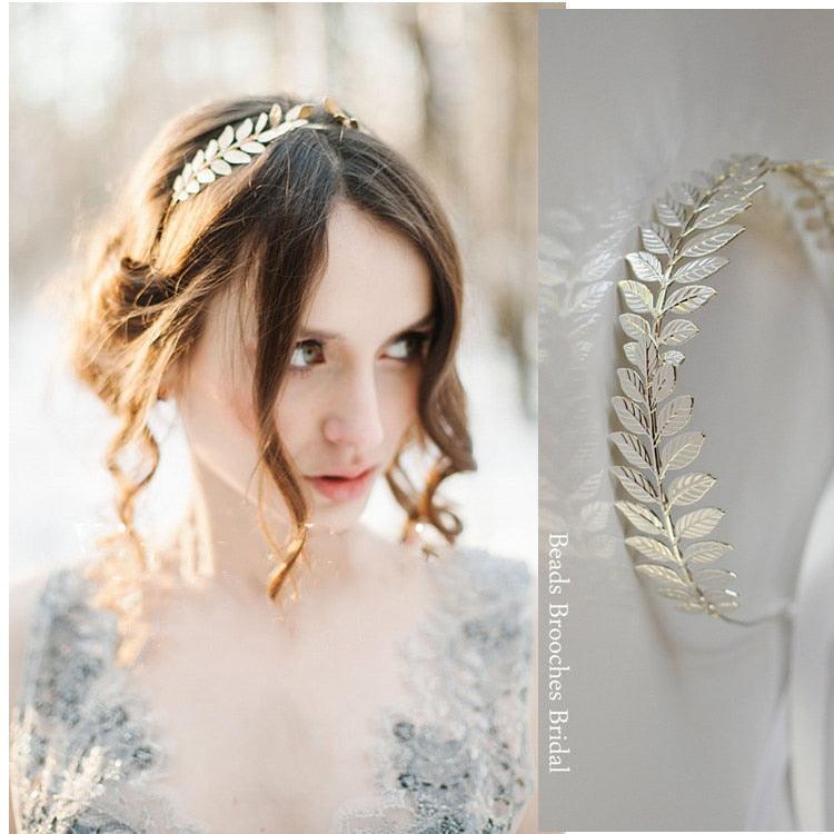 Nouveau Mode Mariée Belle Simple Généreuse Métal Feuilles feuille couronne bandeau Serre-tête Accessoires pour cheveux Femme Fille Coiffure Pour Mariages