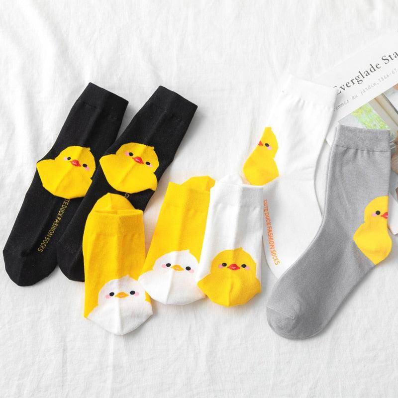 Nouvelles Chaussettes de Dessin Animé à la Mode, Imprimé Animal Canards, Chaussettes Mignonnes en Pur Coton, Chaussettes Courtes, Chaussettes Décontractées Canard Drôle Pour Hommes et Femmes